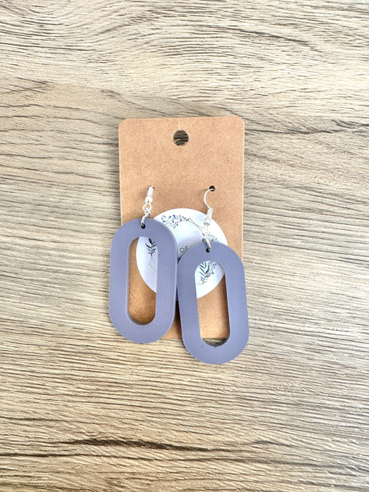 Matte Amethyst Hollow Oval Earrings