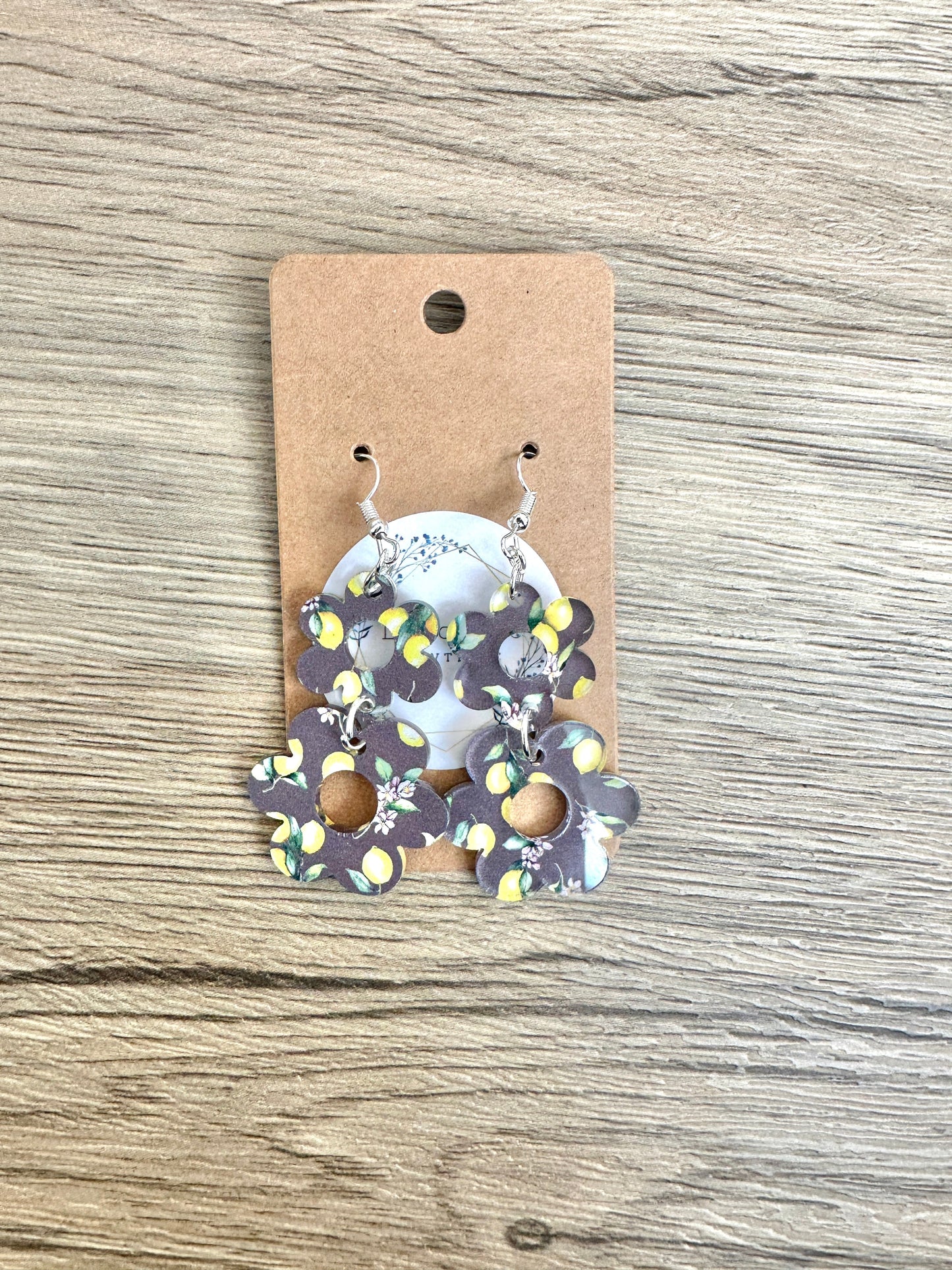 Lemon Double Daisy Earrings