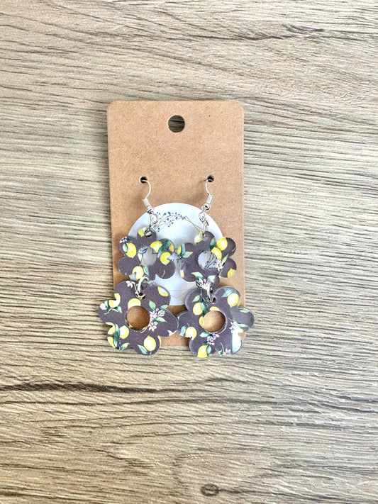 Lemon Double Daisy Earrings