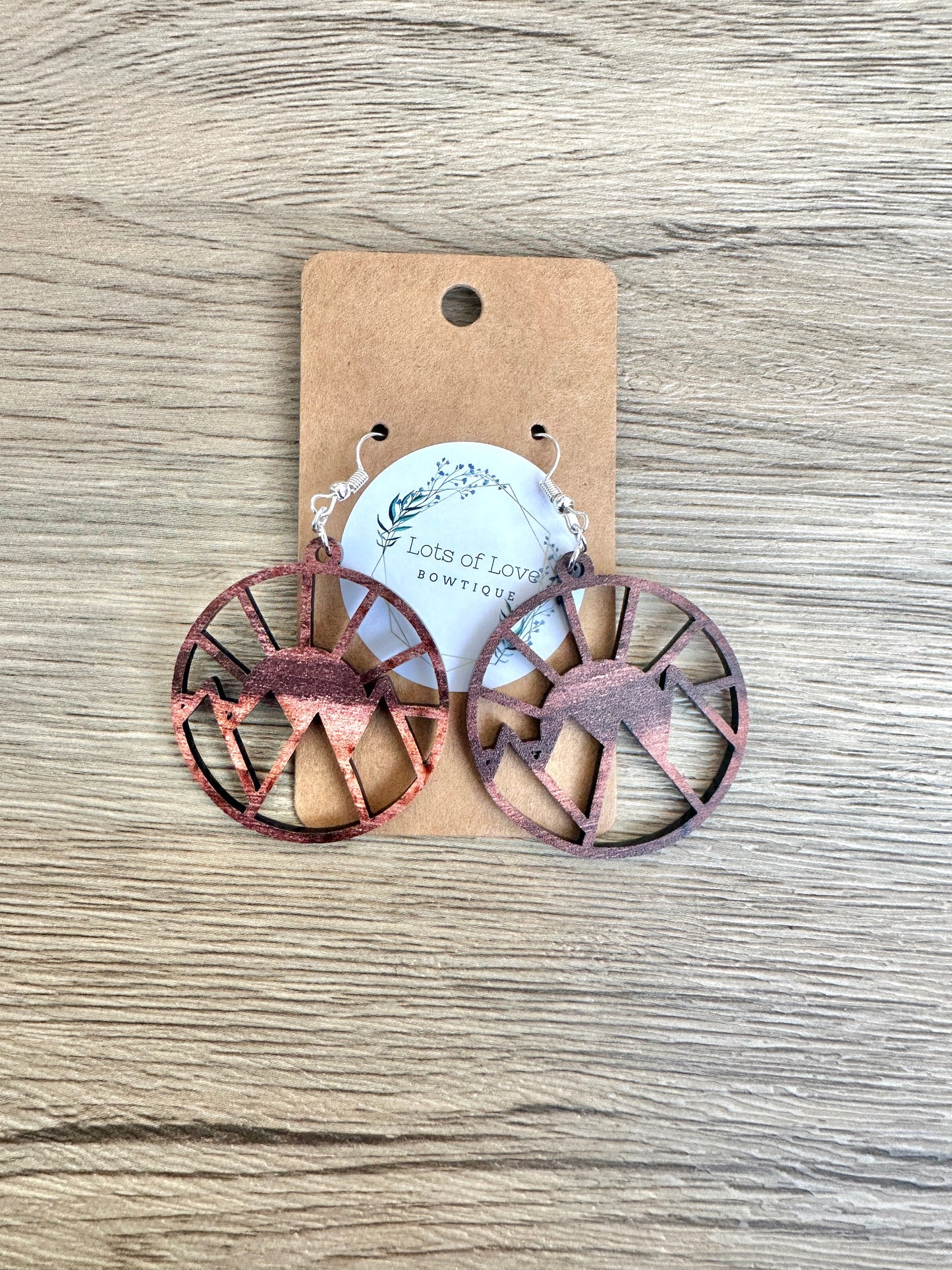 Wood Acrylic Filled Mountain Earrings
