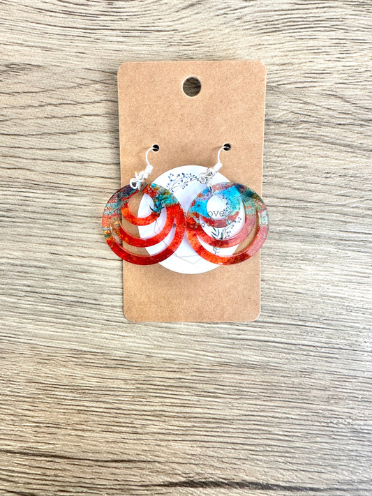 Copper Acrylic Mini Cut out Circle Earrings