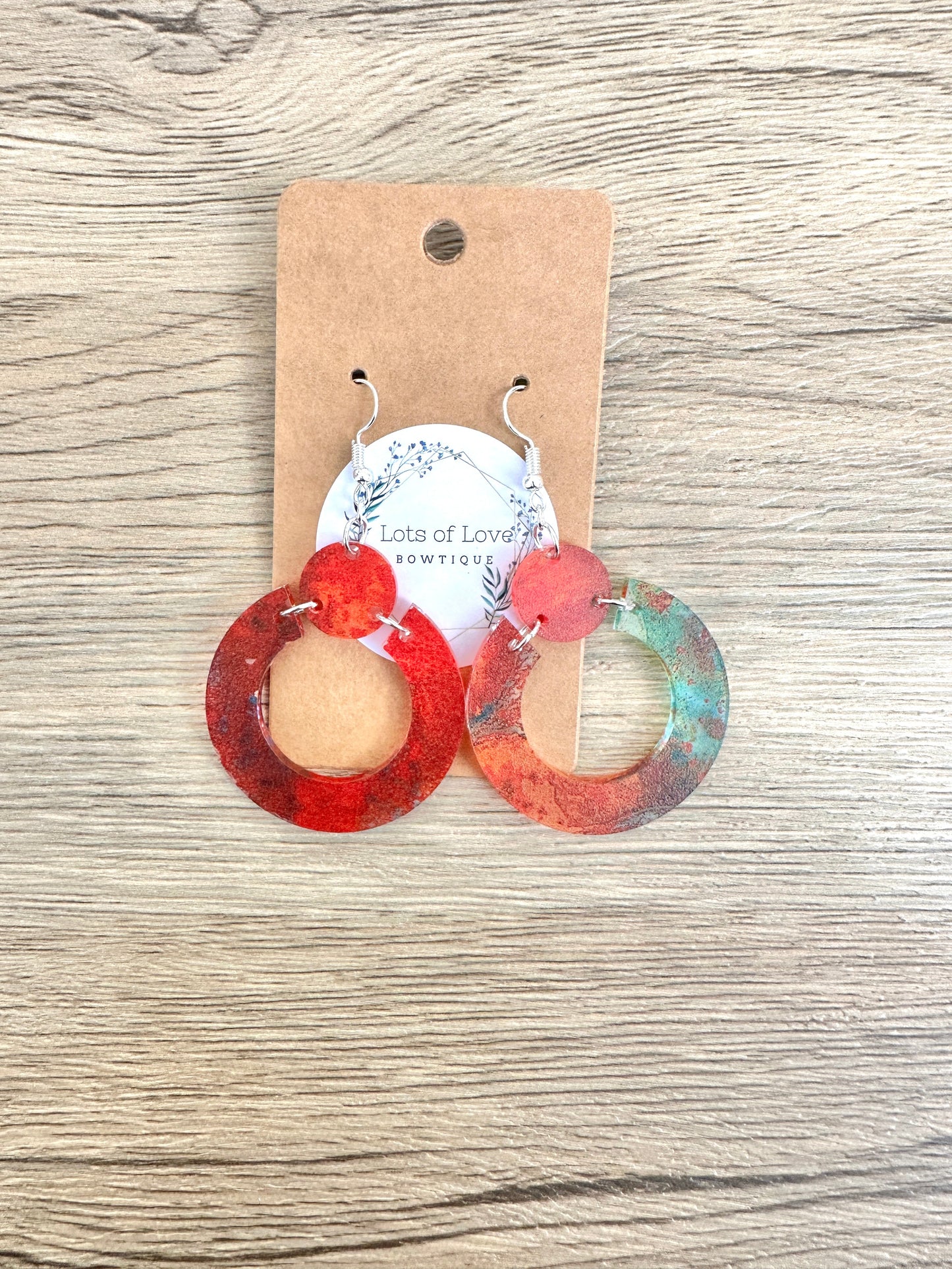Copper Acrylic Connected Circle Earrings