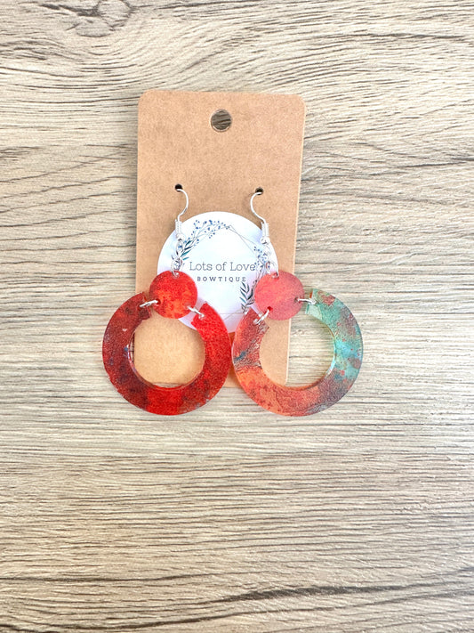 Copper Acrylic Connected Circle Earrings