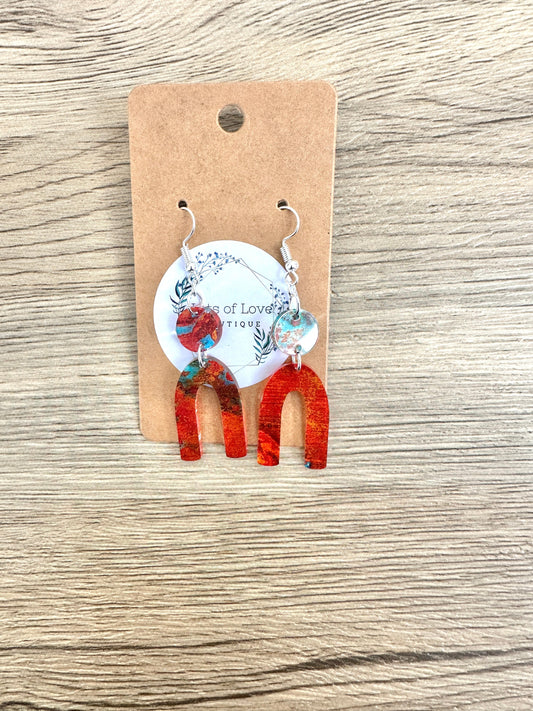 Copper Acrylic Arch Drop Earrings