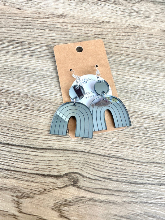 Charcoal Mirror Rainbow Earrings
