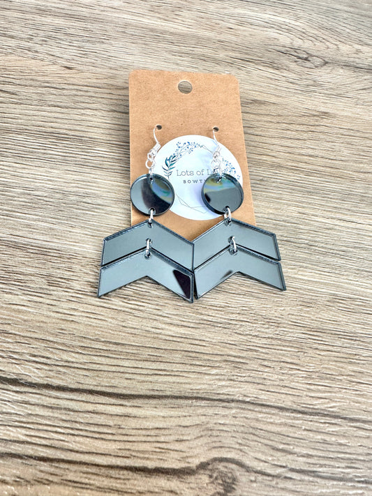 Charcoal Mirror Chevron Earrings