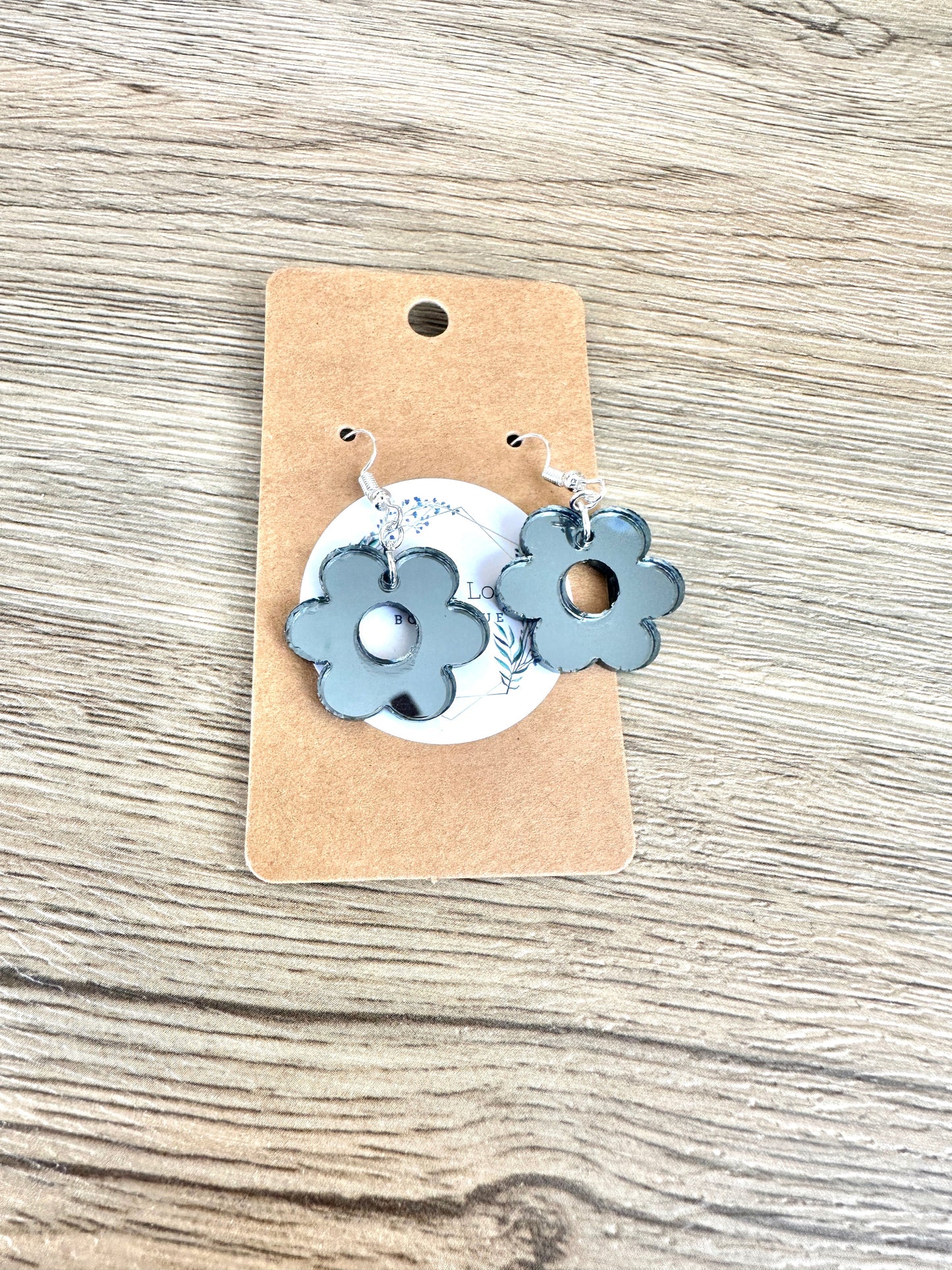 Charcoal Mirror Mini Daisy Earrings