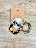 Tan Tortise Connected Circle Earrings