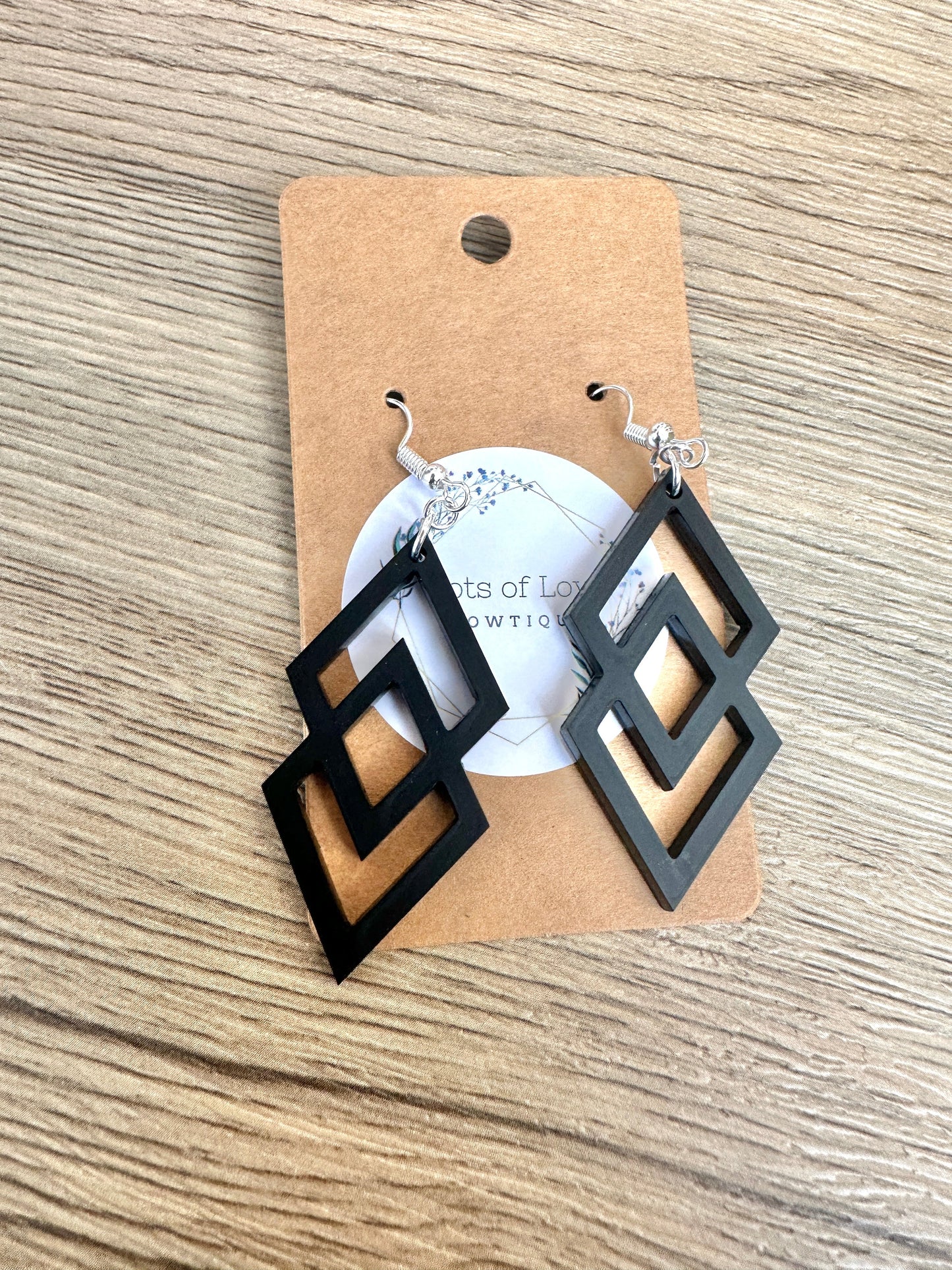 Matte Black Double Diamond Earrings