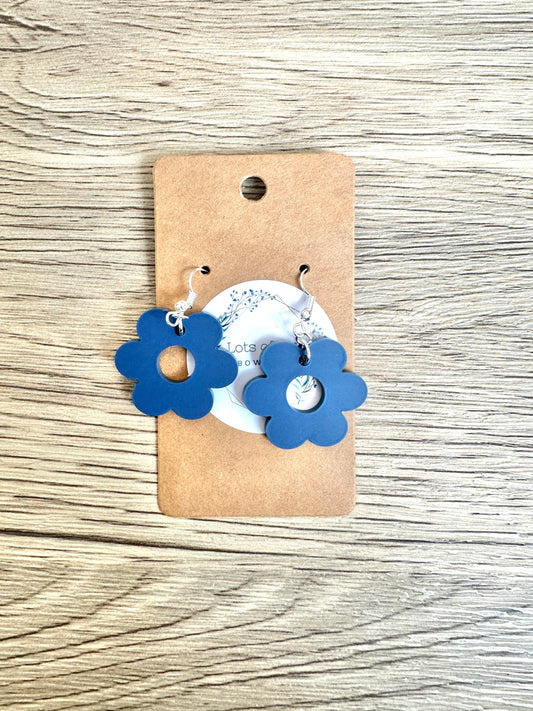 Matte Navy Daisy Earrings