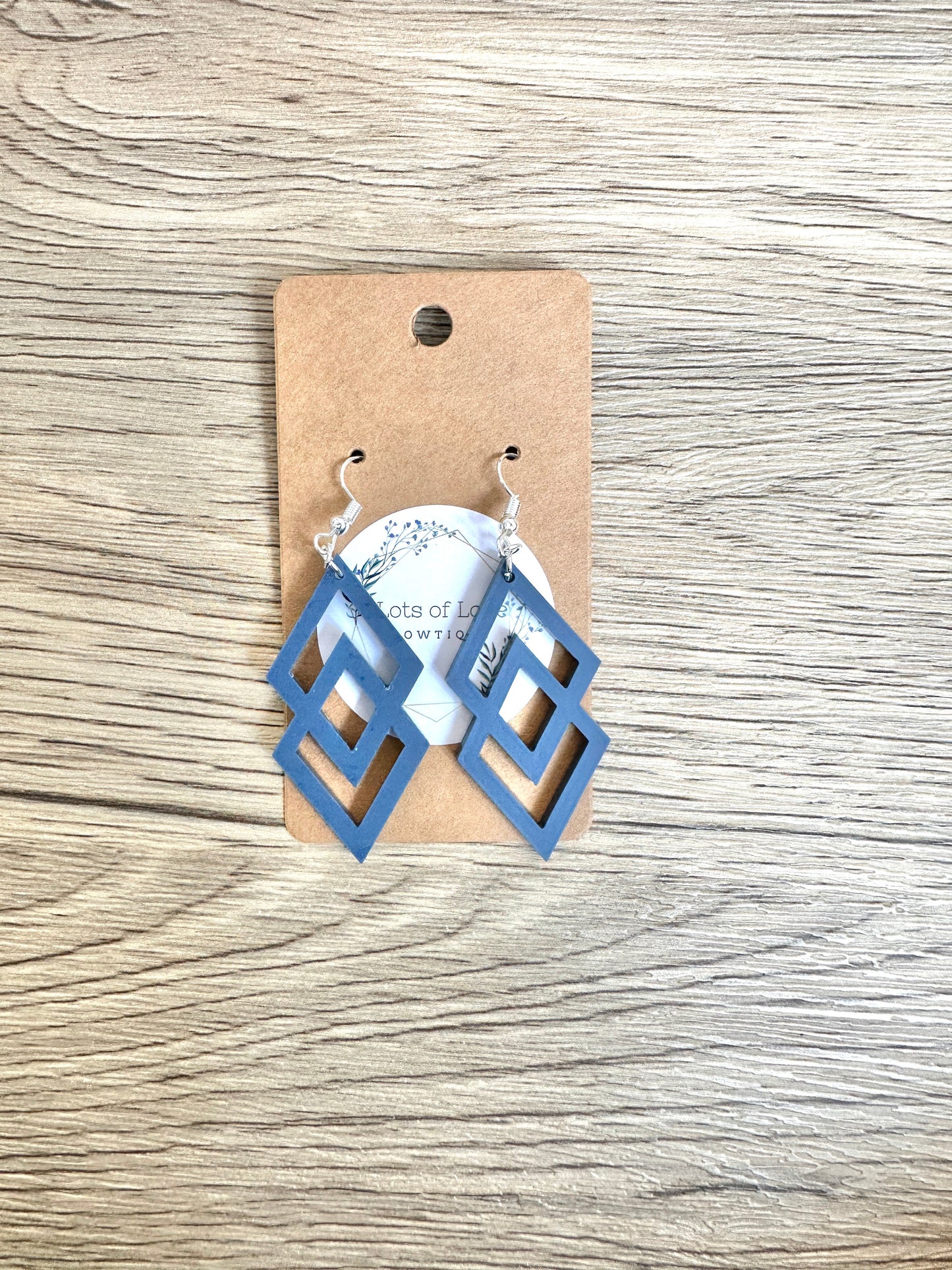Matte Navy Double Diamond Earrings