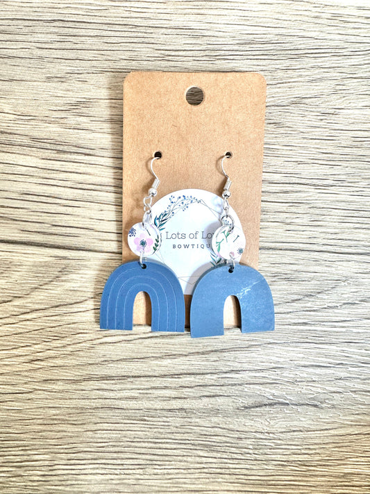 Navy with Floral Rainbow Earrings