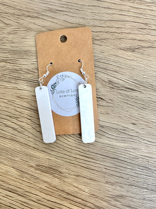 Matte and Shine White Leopard Bar Earrings