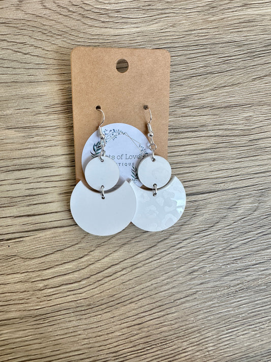Matte and Shine White Leopard Cresent Drop Earrings