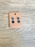 Navy Daisy and Back Circle Stud Set