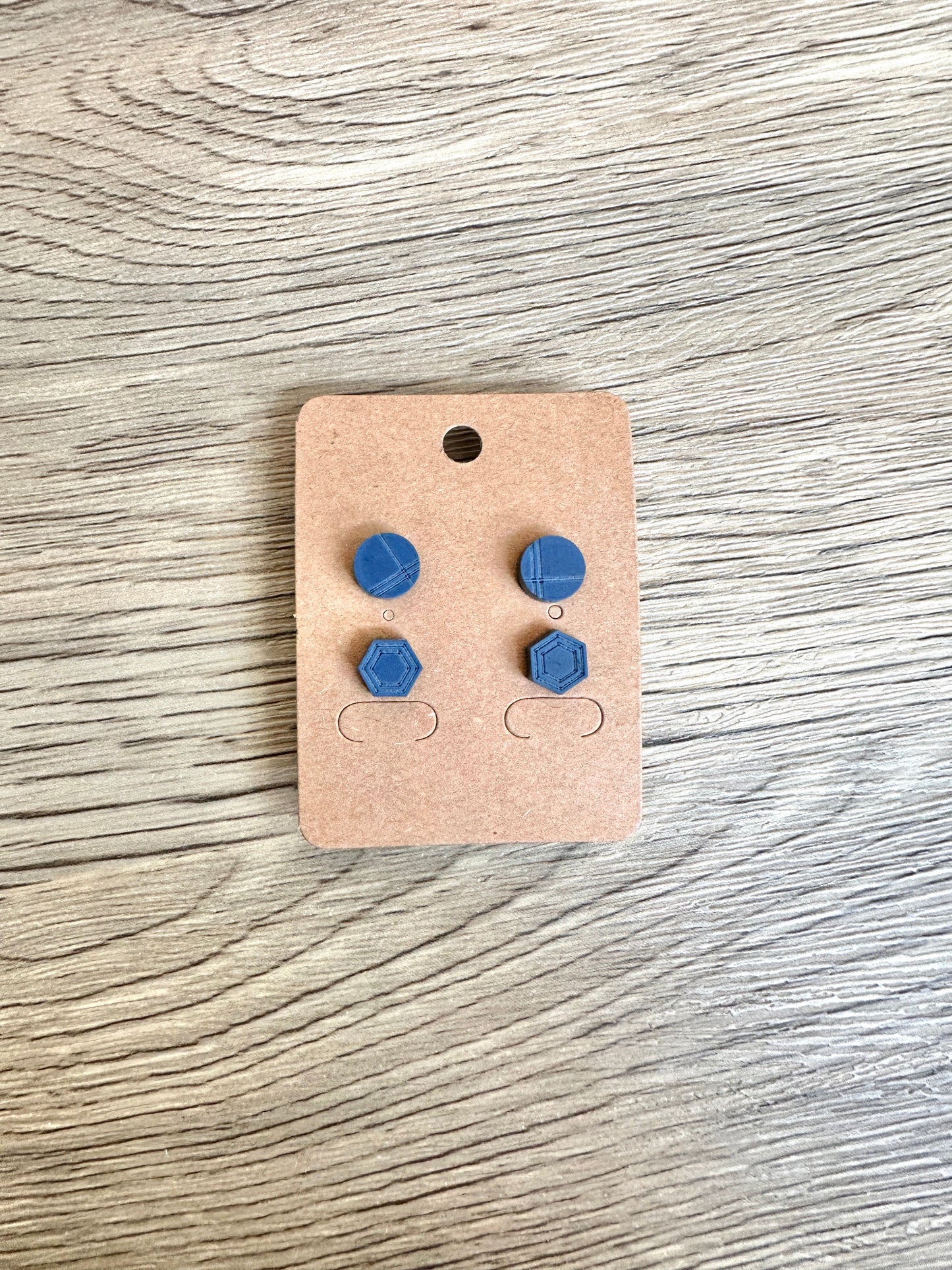 Blue Circle and Blue Hexagon Stud Set