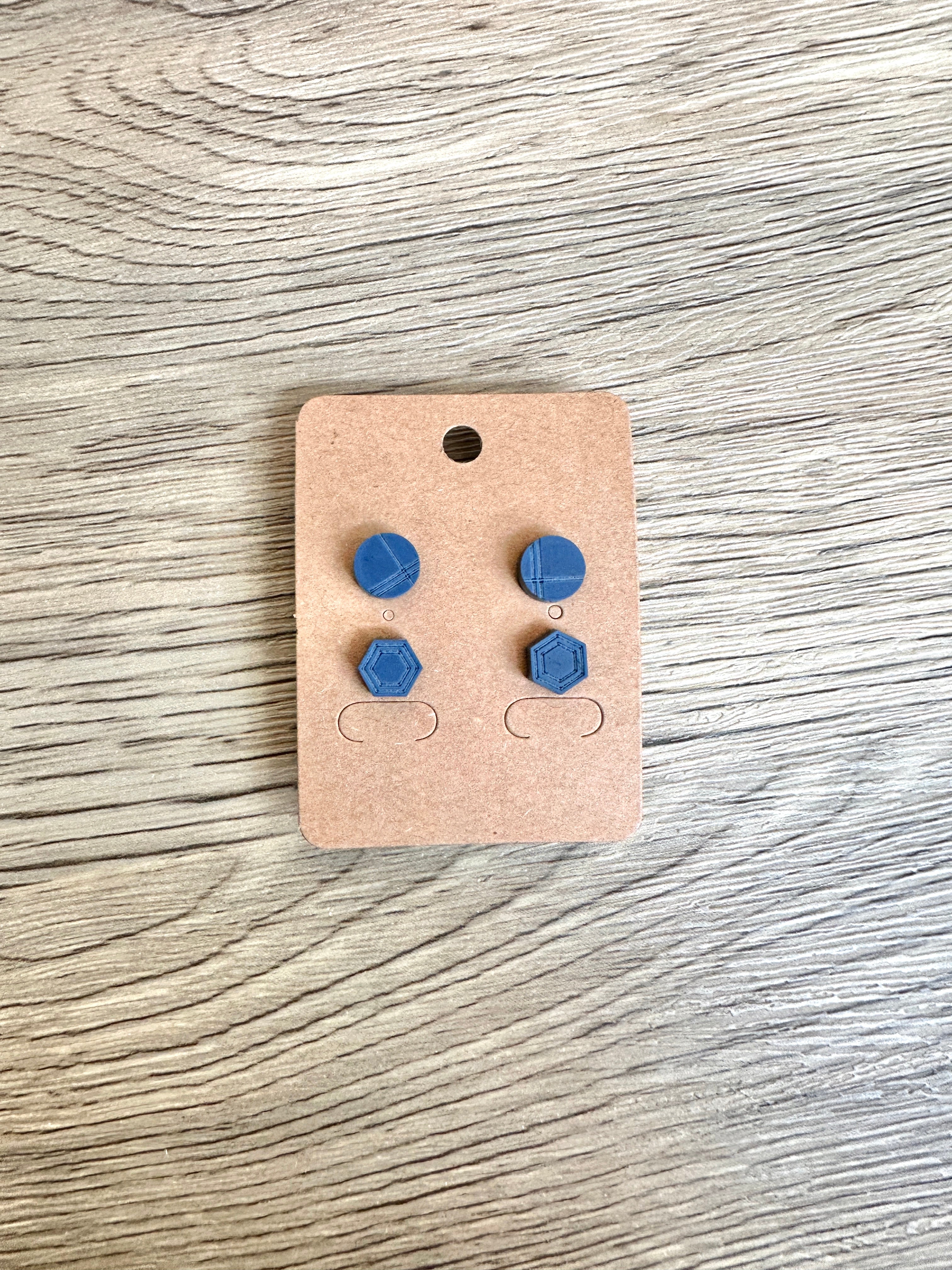 Blue Circle and Blue Hexagon Stud Set