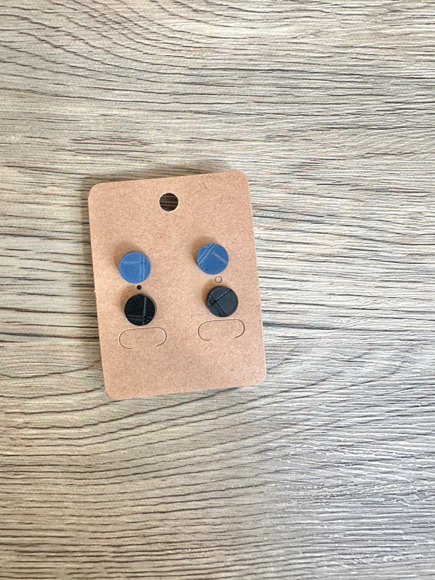 Blue Circle and Black Circle Stud Set