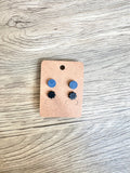 Blue Circle Black Daisy Stud Set