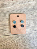 Green Circle Black Hexagon Stud Set