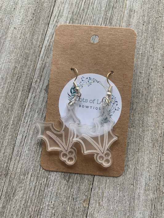 Clear Acrylic Mistletoe Earrings