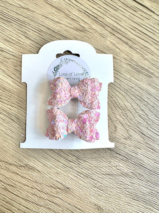 Light Pink Glitter Mini Payton Pigtail Set