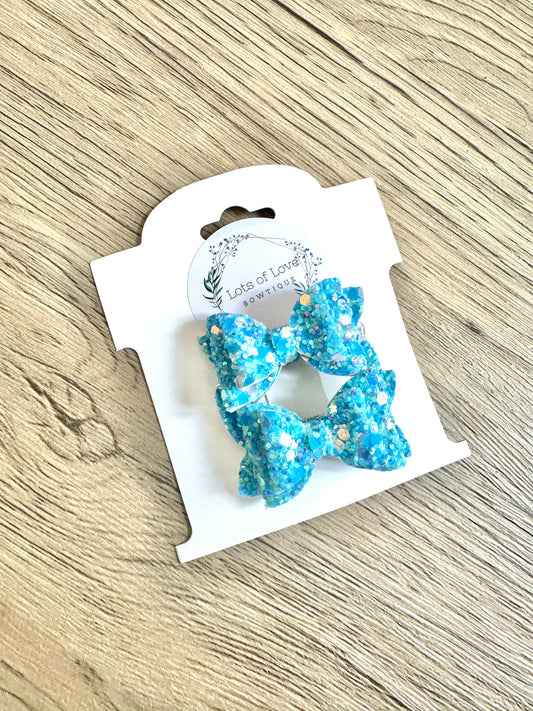 Blue Glow Glitter Mini Payton Pigtail Set