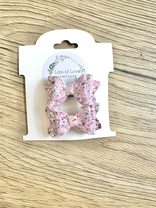 Light Pink Shape Glitter Mini Payton Pigtail Set