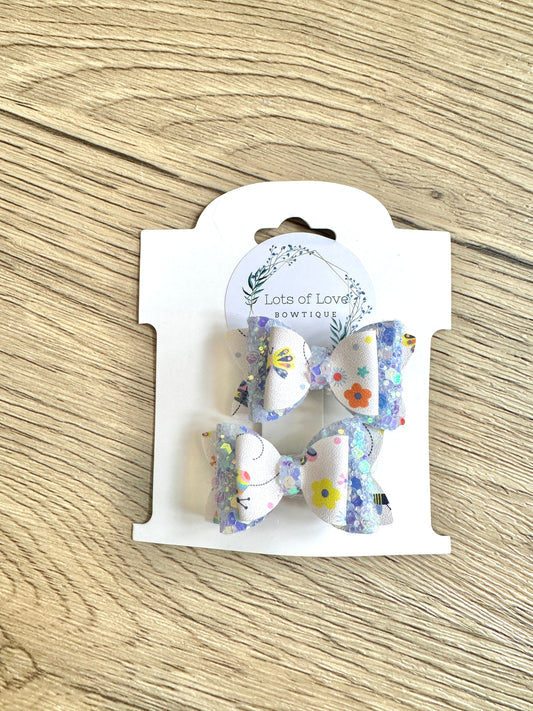 Glitter Top Butterflies and Bugs Mini Payton Pigtail Set