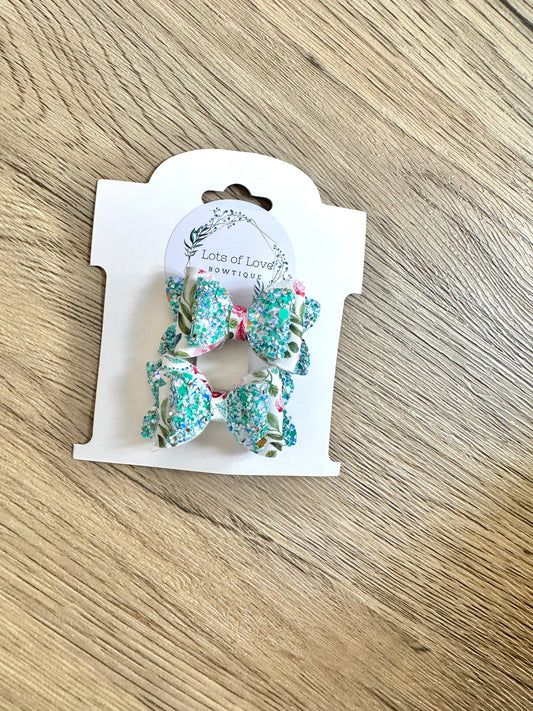Pink and Blue Floral Mini Payton Pigtail Set