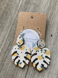 Lemon Monstera Earrings