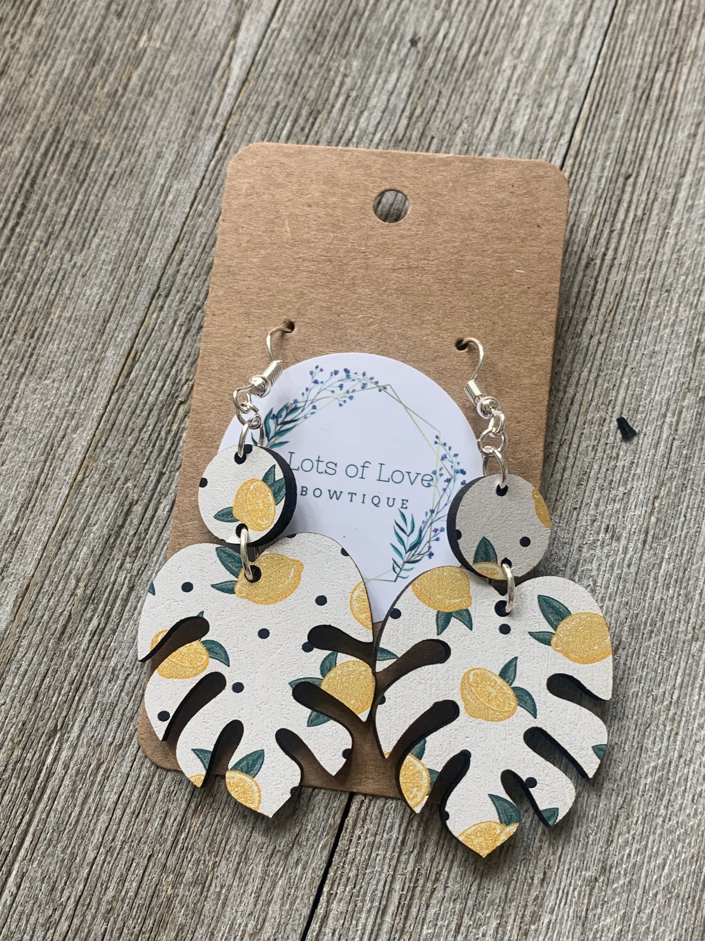 Lemon Monstera Earrings