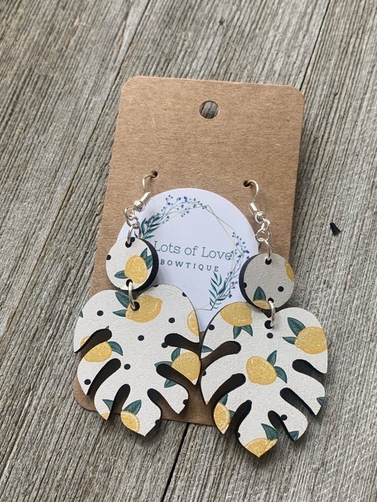 Lemon Monstera Earrings