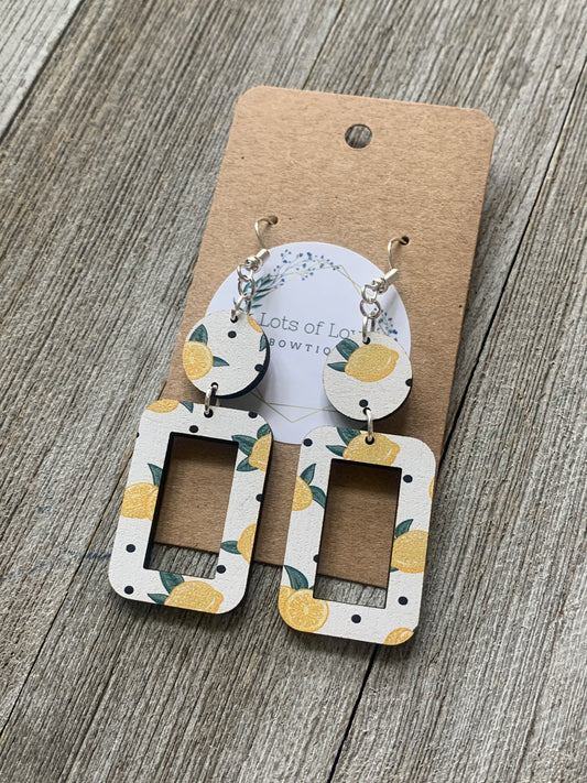 Lemon Hollow Rectangle Drop Earrings
