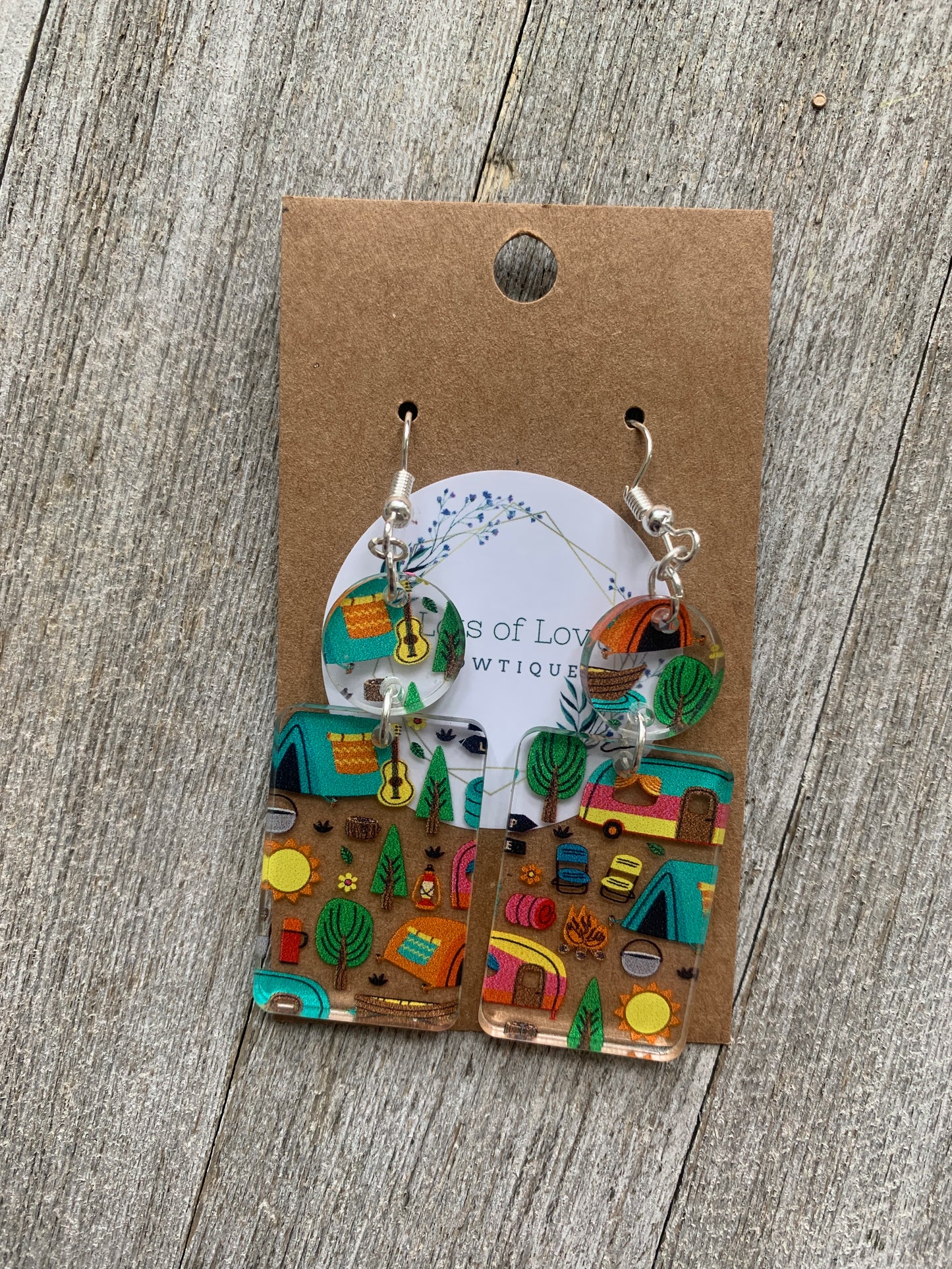 Clear Camping Acrylic Rectangle Drop Earrings