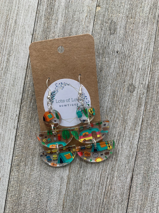 Clear Camping Acrylic Double Drop Earrings