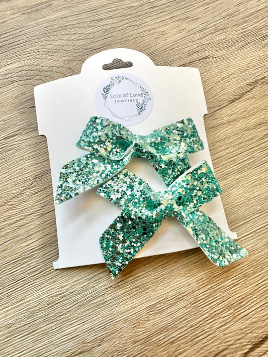 Teal Glitter Blakley Pigtail Set