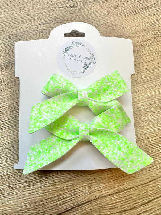 Lime Soda Glitter Blakley Pigtail Set
