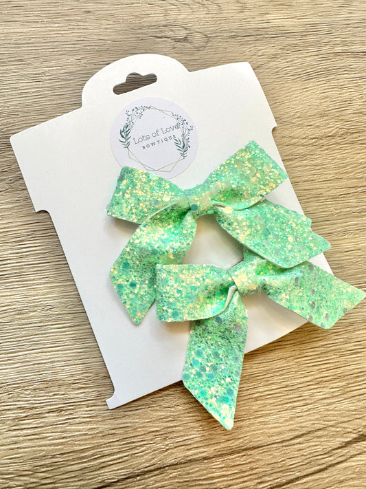 Green Glitter Blakley Pigtail Set