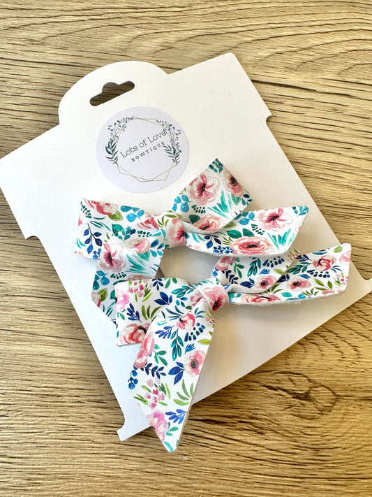 Mint and Pink Floral Blakley Pigtail Set