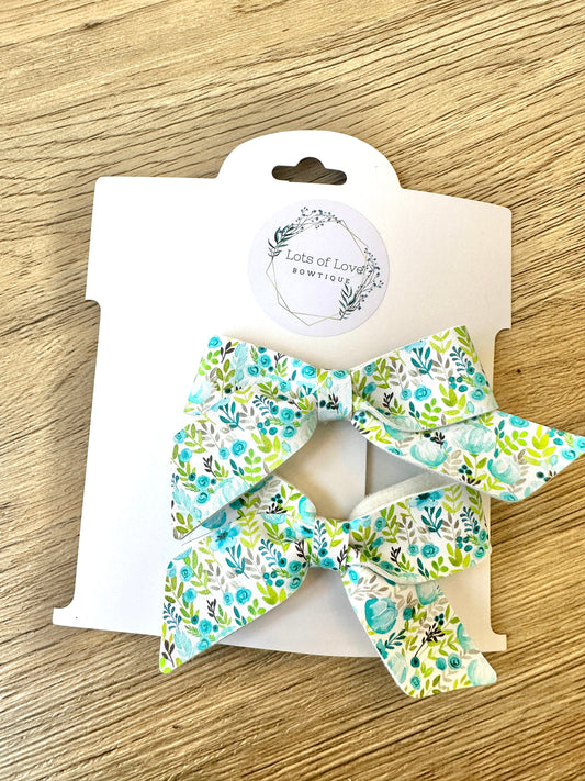 Blue and Green Floral Blakely Pigtail Set