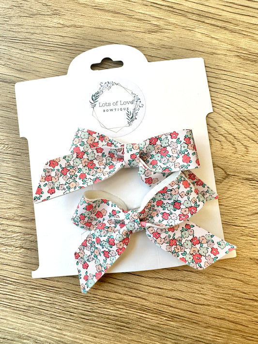 Coral and Mint Floral Blakley Pigtail Set