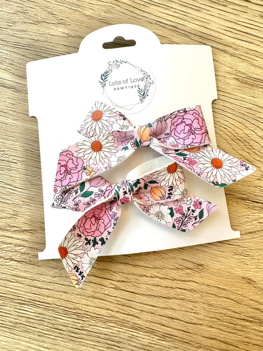 Pink Vintage Floral Blakley Pigtail Set