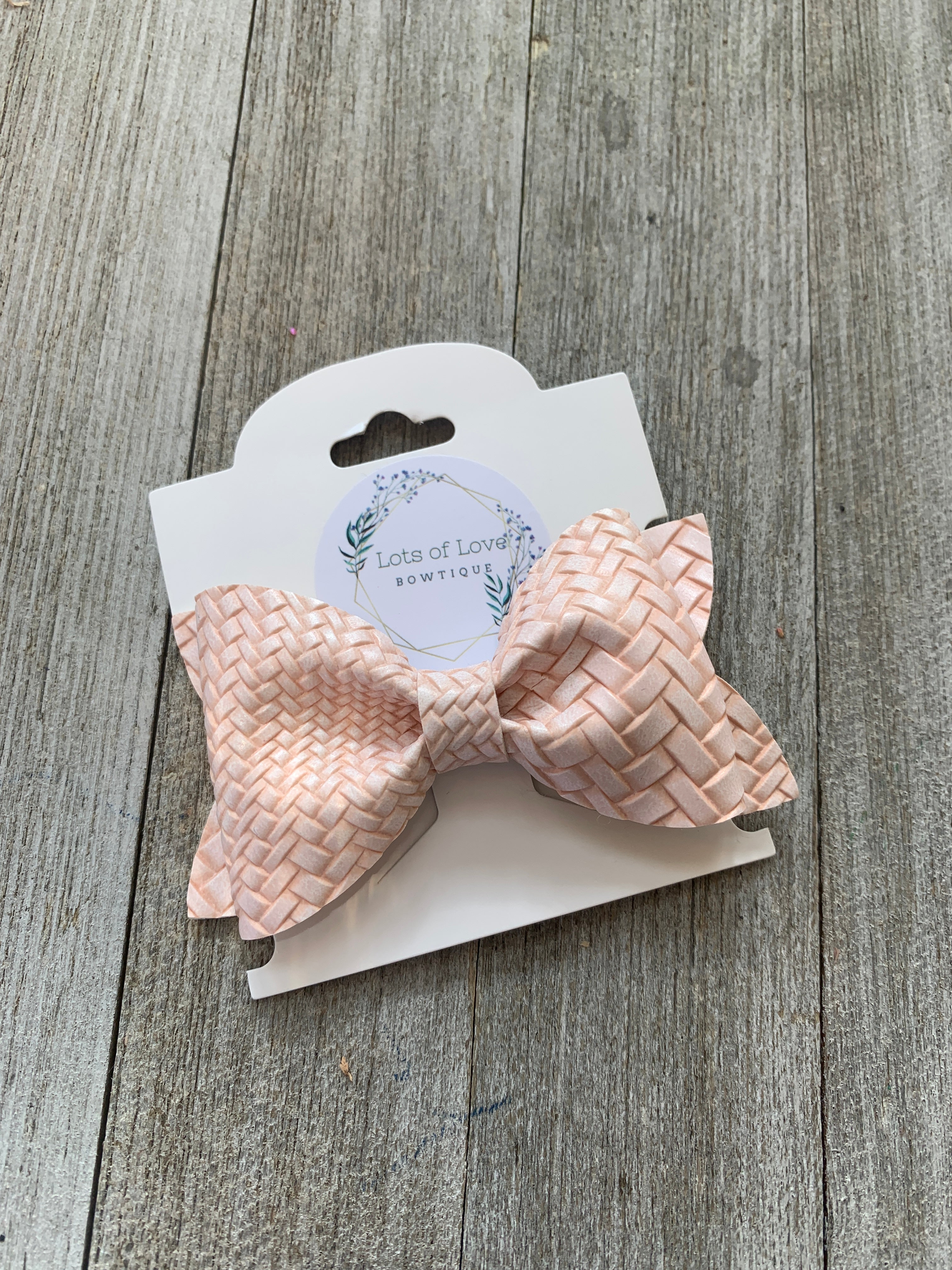 Pink Basketweave Jordyn Bow
