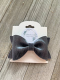 Blue Pinstripe Velvet Jordyn Bow