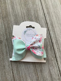 Mint Floral Twist Bow
