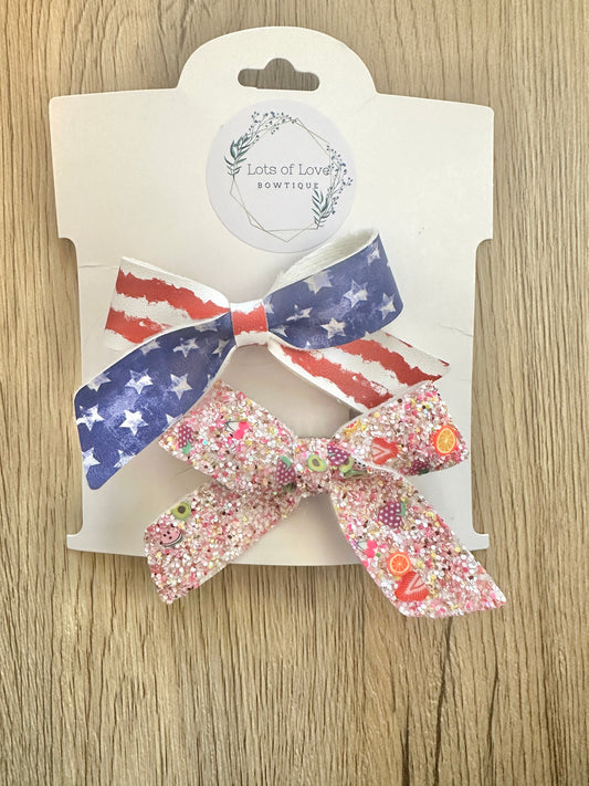 Stars and Stripes and Fruit Salad Glitter Ponytail Set
