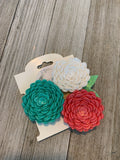 Jade, White, and Coral Glitter Cluster Clip