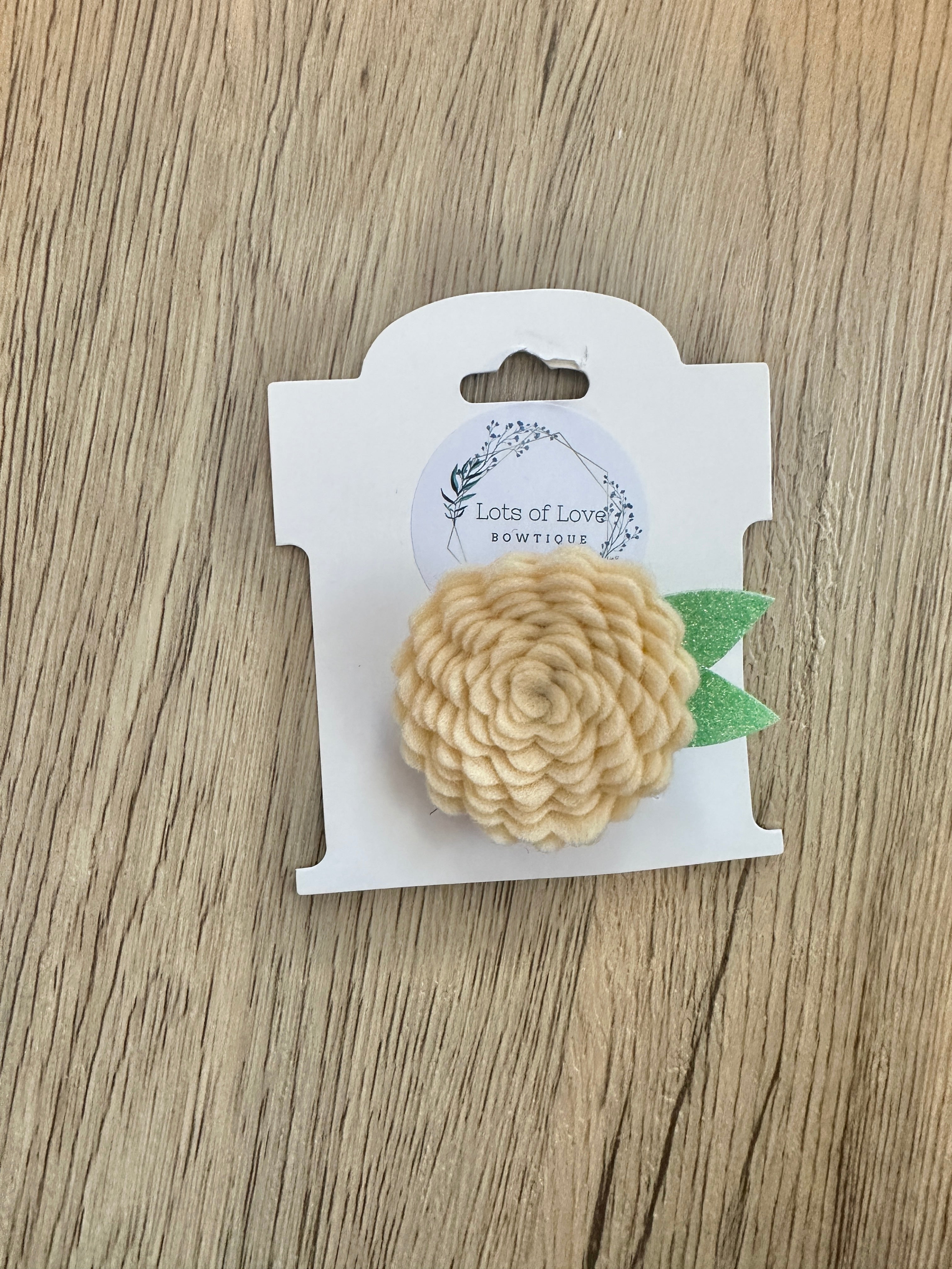 Light Yellow Felt Flower Clip