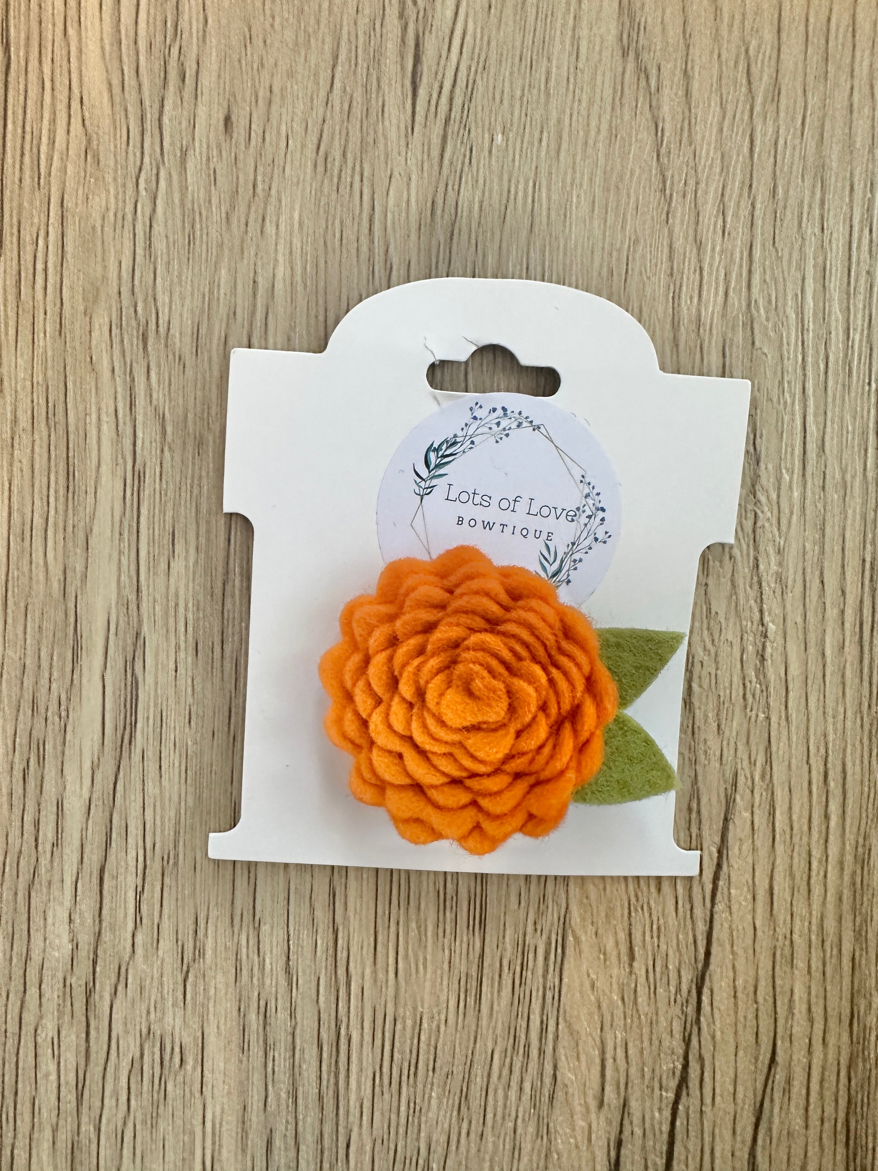 Orange Felt Flower Clip